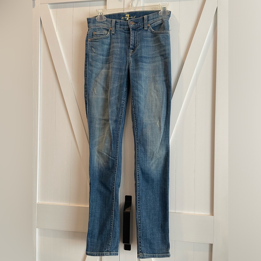 7 for All Mankind The Skinny Distressed Denim Jeans - Size 24 - Like New